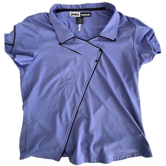 Jamie Sadock Top Womens S Purple With Black Golf Short Sleeve V Neck Polo Shirt - Picture 7 of 7